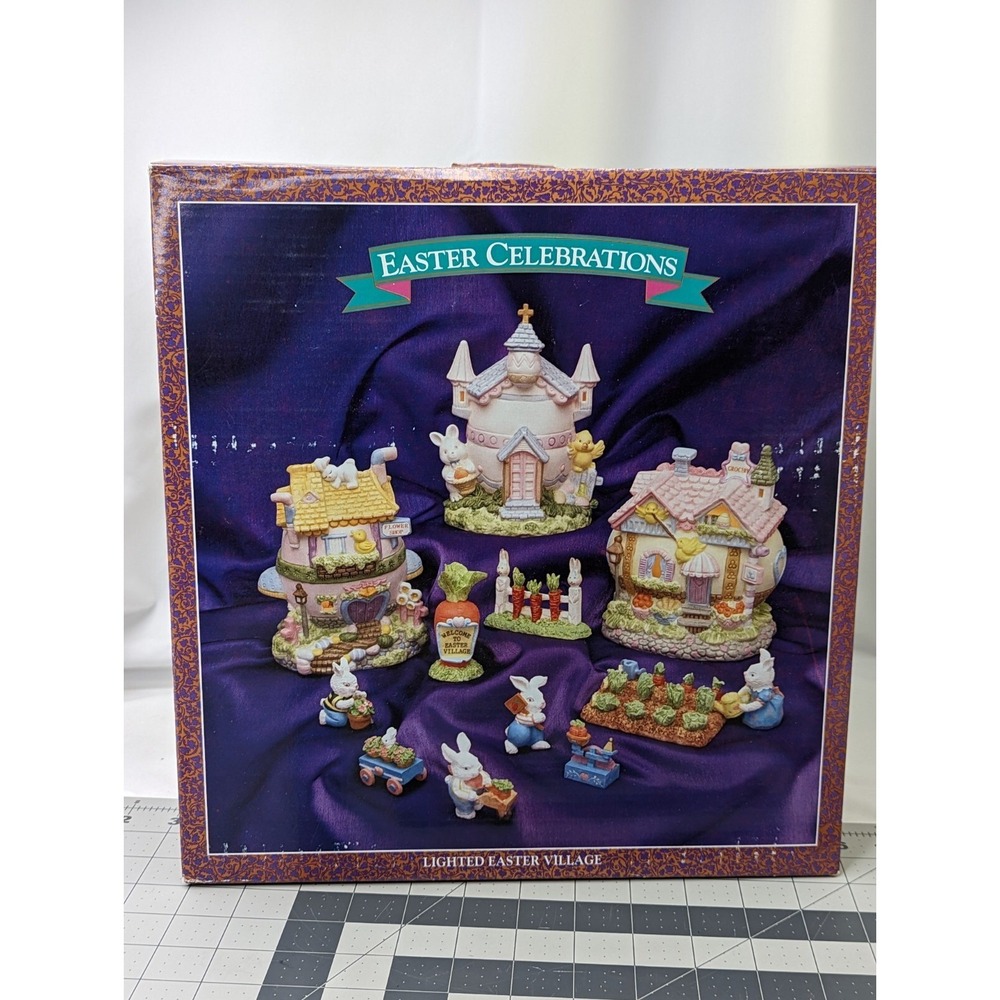 Lighted Easter Village Porcelain Houses Figures Walmart